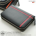 United HOMME 馬革クロスラインデザインダブルラウンドファスナー クラッチバッグ バッグ メンズバッグ クラッチバッグ・セカンドバッグUH-1766 ...