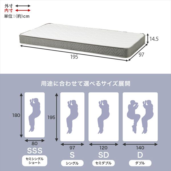 ＼夏ボーナス先取りSALE!/寝具 マットレス マットレス シングル(ボンネル)厚み14.5cmKM-3301S 完成品 マットレス ボンネル 安定感 寝心地 ボンネルコイルマットレス 圧縮ロールタイプ マットレスだけ [2]