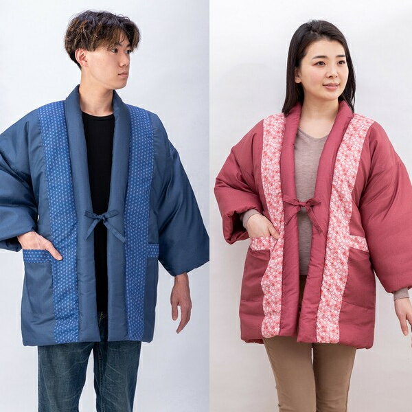 和風暖かはんてん 紳士用 婦人用 ペアルック ナイトウェア ルームウェアa3516112 a3516113 a3516122 FL-3591 半天 半纏 袢纏 冬 ルームウエア 部屋着 暖かい 冬 防寒 冷え対策 吸湿発熱わた入り