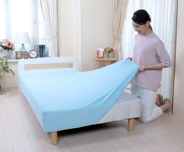 綿100％やわらかタオル地のびのびシーツ同色2枚組 ダブル 寝具 寝具カバー シーツ ...