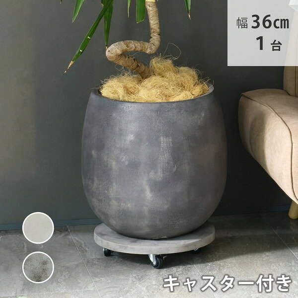 Rakuten - セメント製キャスター付きプランターキャリー36cm ガーデニング 農業 フラワースタンド 園芸ラックTR360 インダストリアル プランター置き キャリー セメント 屋外 室内 植物 グリーン