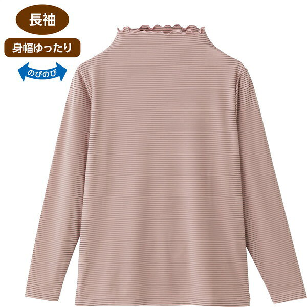 強撚ボーダー柄Tシャツ(婦人) M-LL トップス Tシャツ カットソー 婦人 介護 シニア 施設 デイサービス 高齢者 介護用 おしゃれ フリル トップス 快適 Tシャツ 着心地 敬老の日 母の日 yutoriseikatsu-10087151 バリュー家具【ゆとり生活研究所】 パッケージ画像