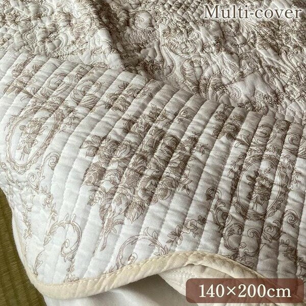 Rakuten - ＼本日P6倍!300円クーポン／ ソファカバー イスカバー フィナベージュキルト マルチカバー 140×200cmWK0427-N1 カバー キルト ベッドカバー ソファカバー シート カーペット 花柄 北欧 シック モダン おしゃれ カフェ 上品
