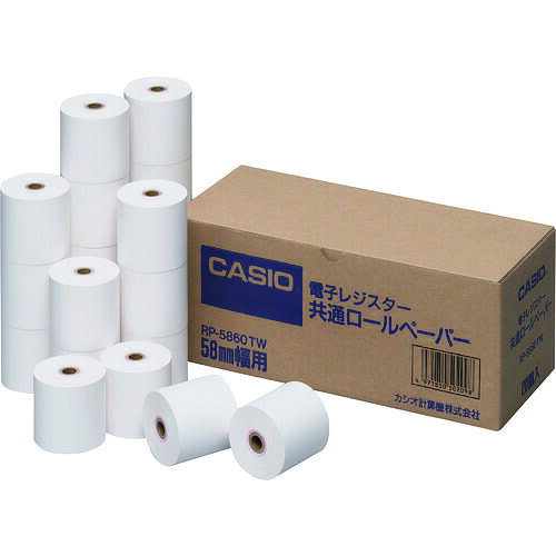 用途 ●58mm普通紙ロールペーパー 仕様 ●横(mm)：58 ●長さ(m)：35 ●幅(mm)：58 ●用紙：普通紙 ●ロール時サイズ（mm）：58×60Φ ●普通紙 質量・質量単位 ●2350.0g 【メーカー名】カシオ計算機（株） 【メーカー品番】RP-5860-TW