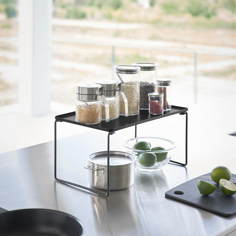 山崎実業　折り畳み積み重ね棚 タワー M ブラック 4903208013680　【品番：01368】