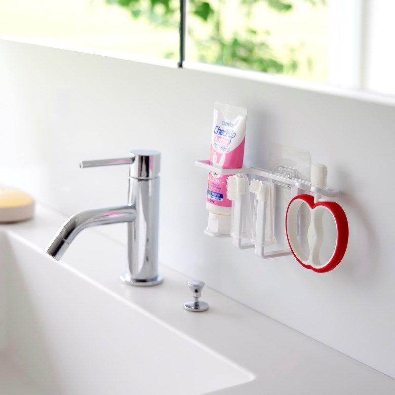 山崎実業 フィルムフック用歯磨きセットホルダー タワー ホワイト 4903208084727 【品番:08472】