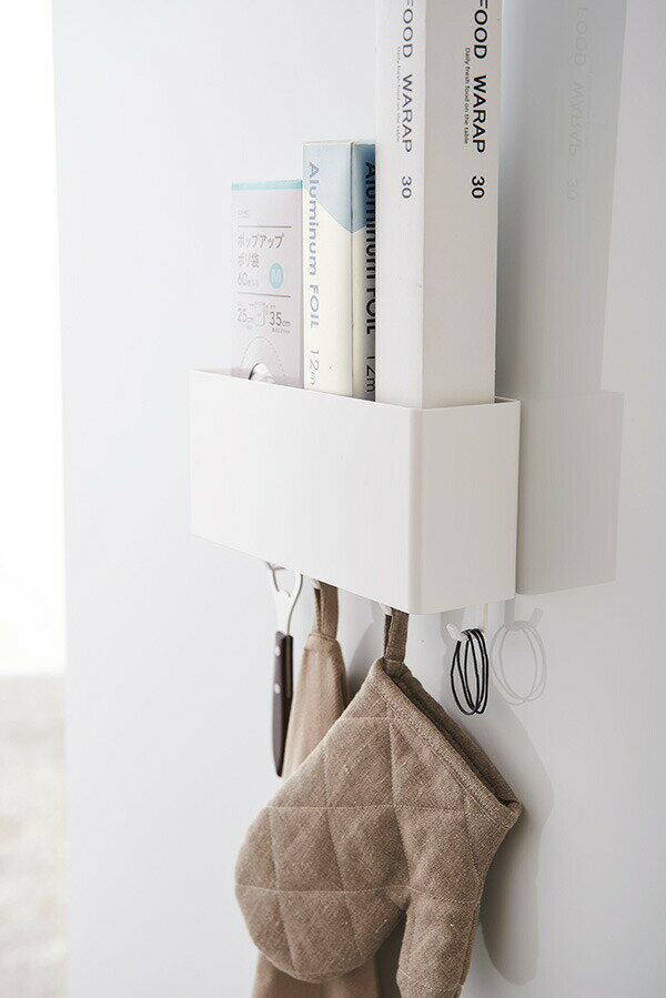 山崎実業　マグネットストレージボックス タワー ワイド　ホワイト　【品番：04844】