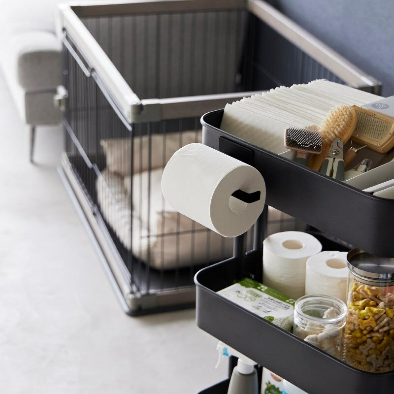 山崎実業　マグネットトイレットペーパーホルダー タワー ブラック 4903208021128　【品番：02112】