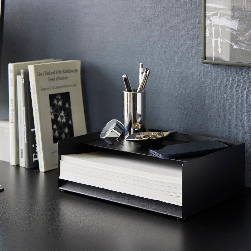 山崎実業　天板付きレタートレー タワー ブラック　【品番：04792】