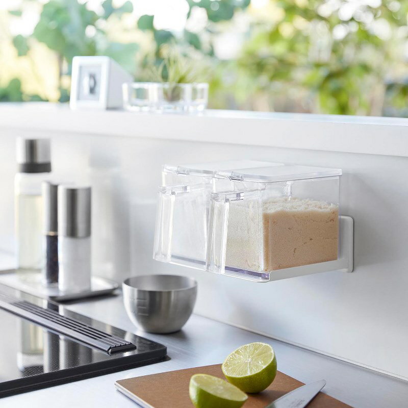 山崎実業　フィルムフック調味料ストッカーラック タワー ホワイト 4903208021791　【品番：02179】