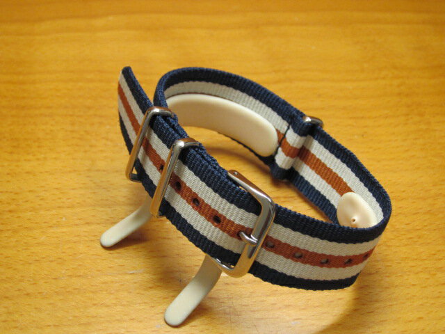 18mm 20mm 22mm カシス 引き通し 腕時計バンド タイプナトー CASIS TYPE NATO 腕時計用 時計ベルト 時計用バンド 青×白×茶