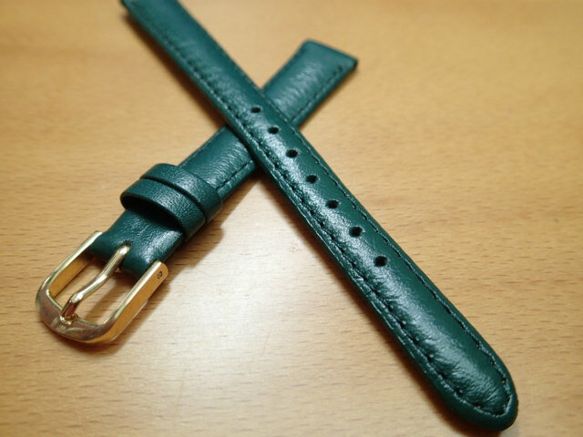 10mm 〜 14mm 時計バンド (腕時計） ベルト カーフ 牛革 グリーン (緑) バネ棒 サービス 腕時計用 時計ベルト 時計用バンド 525円で販売していますバネ棒をサービスでお付けします