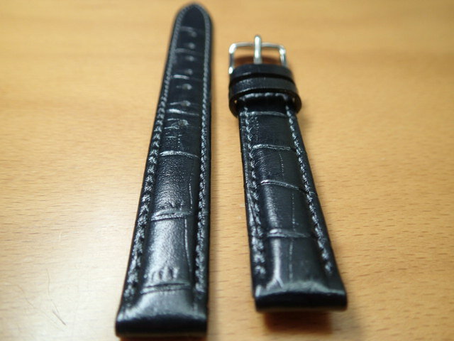 13mm 〜 15mm 黒 ブラック スコッチガード・レザーの時計バンド 汗や水をはじく時計ベルト バンド 525円で販売していますバネ棒をサービスでお付けします メンズ レディース 各サイズございます