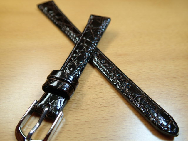 10mm 〜 15mm 時計バンド (腕時計) ベルト ワニ (カイマン) チョコ (こげ茶) バネ棒 サービス 腕時計用 時計ベルト 時計用バンド 525円で販売していますバネ棒をサービスでお付けします