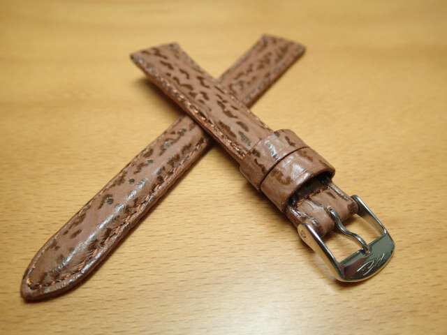 14mm フランス ZRC ズッコロ 社製 腕時計バンド ベルト 牛革 カーフ 【シャークスキン サメ 型押し】 ..