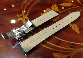 HAMILTON☆ハミルトン☆純正ベンチュラ専用牛革(カーフ)腕時計バンドベルトバックル付きブラック(黒色)17mmH600244103
