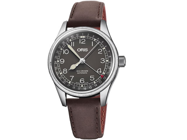 オリス 時計 Oris ビッグクラウン ポインターデイト 36mm ビンテージボーイズサイズ ブラック文字盤 腕時計 75477494064 レザーベルト 送料...