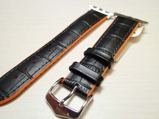 アップルウォッチ対応 取り付け可能 アダプター付き HIRSCH ヒルシュ ANDY アンディ 腕時計ベルト カーフ (アリゲーターの型押し仕上げ) 裏素材は カウチューク (天然ゴム) 20mm 22mm