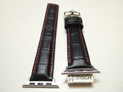 アップルウォッチ対応 取り付け可能 アダプター付き HIRSCH ヒルシュ GRAND DUKE / グランドデューク ブラックxレッド 腕時計ベルト カーフ アリゲーター型押し 20mm 22mm アップルウォッチ対応 取り付け可能 アダプター付き HIRSCH ヒルシュ GRAND DUKE / グランドデューク ブラックxレッド 腕時計ベルト カーフ アリゲーター型押し 20mm 22mm