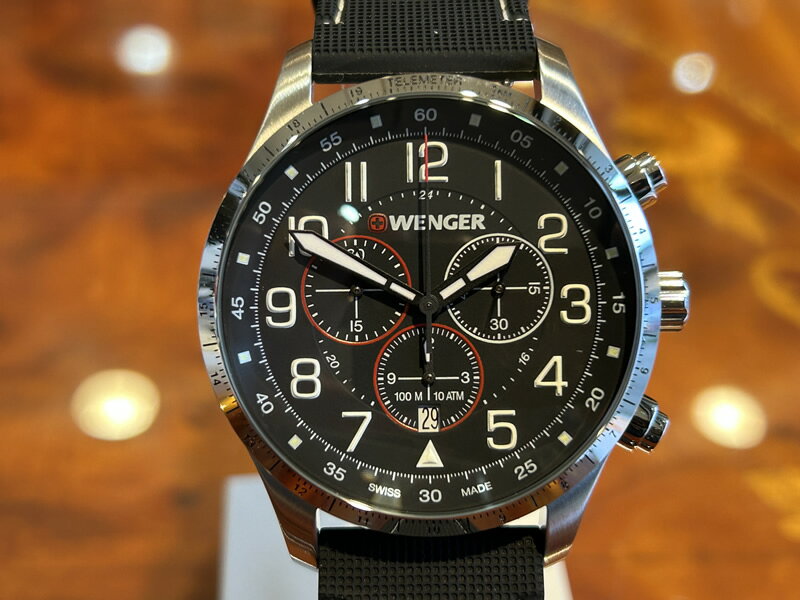 ウェンガー WENGER 腕時計 Attitude アティチュード クロノグラフ 44mm ブラック文字盤 01.1543.119 クォーツ 国内正規品 優美堂のウェンガーは安心のメーカー保証3年付き日本正規商品です あ…