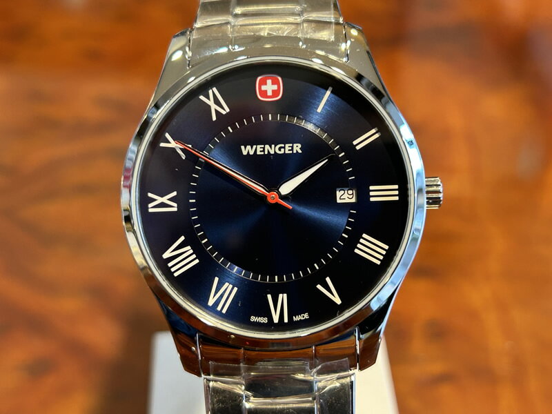 【あす楽】 ウェンガー WENGER 腕時計 CITY CLASSIC シティクラシック 42mm ネイビーブルー文字盤 01.1441.137 クォーツ 国内正規品 優..