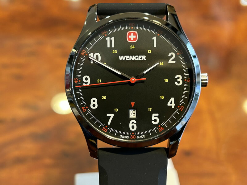 ウェンガー 腕時計（メンズ） 【あす楽】 ウェンガー WENGER 腕時計 CITY SPORT シティスポーツ 42mm ブラック文字盤 01.1441.135 クォーツ 国内正規品 優美堂のウェンガーは安心のメーカー保証3年付き日本正規商品です