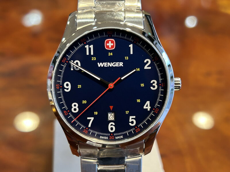 ウェンガー 腕時計（メンズ） 【あす楽】 ウェンガー WENGER 腕時計 CITY SPORT シティスポーツ 42mm ネイビーブルー文字盤 01.1441.134 クォーツ 国内正規品 優美堂のウェンガーは安心のメーカー保証3年付き日本正規商品です