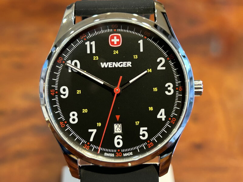 ウェンガー 腕時計（メンズ） ウェンガー WENGER 腕時計 CITY SPORT シティスポーツ 42mm ブラック文字盤 01.1441.129 クォーツ 国内正規品 優美堂のウェンガーは安心のメーカー保証3年付き日本正規商品です