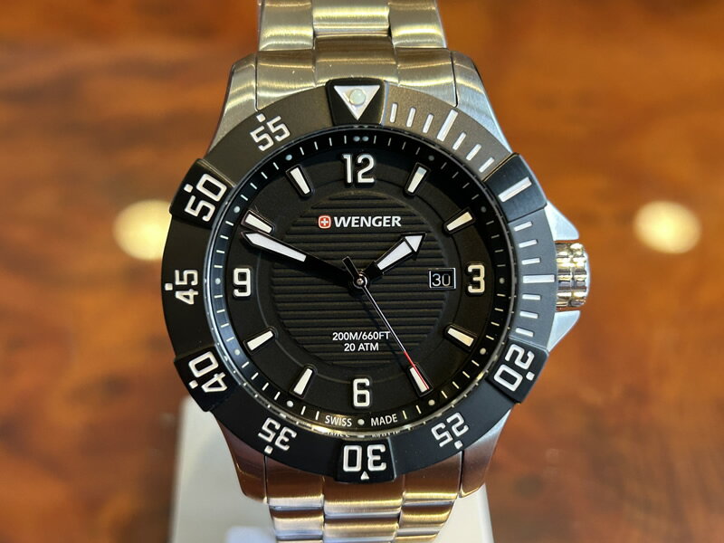 ウェンガー 腕時計（メンズ） ウェンガー WENGER 腕時計 Seaforce シーフォース 43mm ブラック文字盤 01.0641.131 クォーツ 国内正規品 優美堂のウェンガーは安心のメーカー保証3年付き日本正規商品です【あす楽】