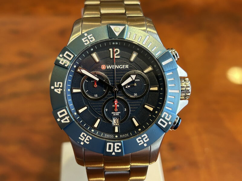 ウェンガー 腕時計（メンズ） ウェンガー WENGER 腕時計 Seaforce Chrono シーフォース クロノグラフ 43mm ネイビーブルー文字盤 01.0643.119 クォーツ 国内正規品 優美堂のウェンガーは安心のメーカー保証3年付き日本正規商品です 【あす楽】