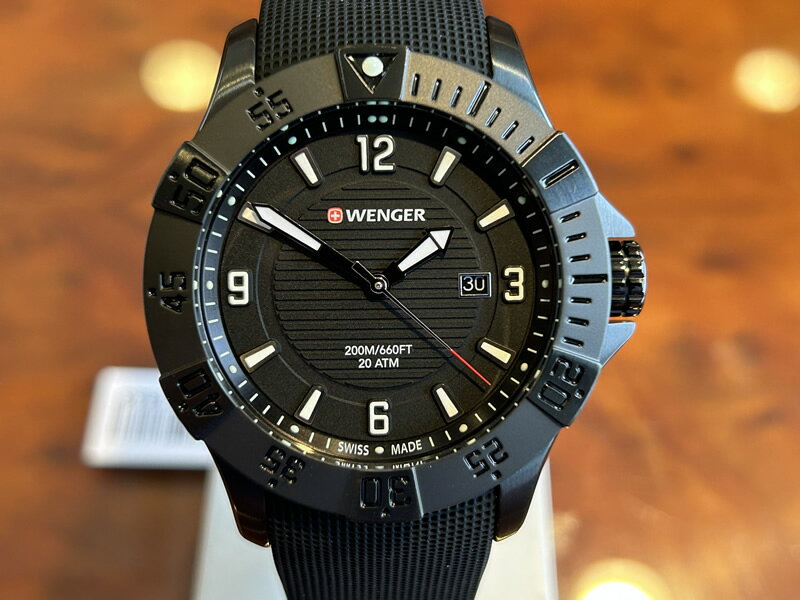 ウェンガー 腕時計（メンズ） ウェンガー WENGER 腕時計 Seaforce シーフォース 43mm ブラック文字盤 01.0641.134 クォーツ 国内正規品 優美堂のウェンガーは安心のメーカー保証3年付き日本正規商品です【あす楽】