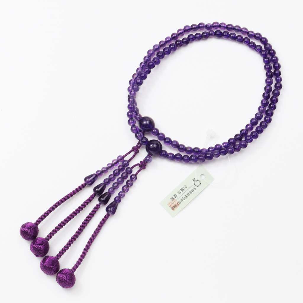 【送料無料】【日本製京念珠正規品】【数珠袋付】宝石鑑定士検査済【紫水晶】【正絹の高級小田巻梵天房です】8寸【女性用】【数珠】【念珠】【真言宗】【本式数珠】【天然石】【パワーストーン】【★★★★★】