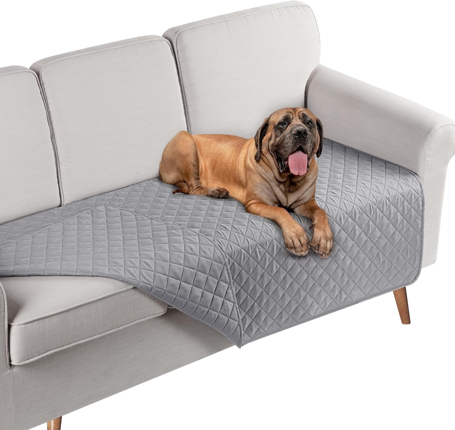 TAOCOCO ソファパッド シート マルチカバー ベッドカバー 防水 リバーシブル 犬猫対策 毛髪不粘着 防塵 汚れ防止 傷防止 爪とぎ防止 腕白防止 四季適用 撥水加工 丸洗い可能 ペットホーム ブランケット カウチ L字 寝椅子などに適しています(ライトグレー、107×132センチ)
