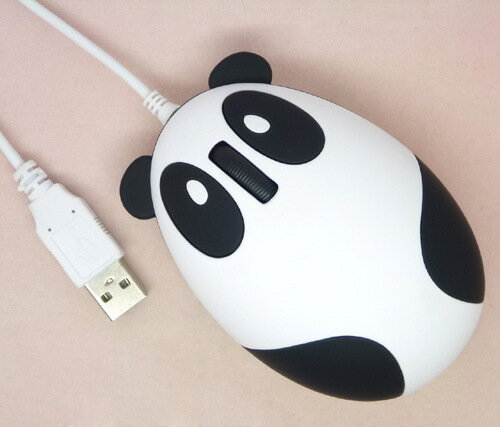 光学式 パンダ型有線マウス ケーブル USB接続 3ボタン PC ノートパソコン かわいい オシャレ 面白い シャンシャン