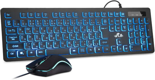 Rii キーボード マウスセット 有線 薄型 静音 3色 LEDバックライト 108キー 日本語配列 3階段マウス ゲーミング Rii キーボード マウスセット 有線 薄型 静音 3色 LEDバックライト 108キー 日本語配列 3階段マウス ゲーミング