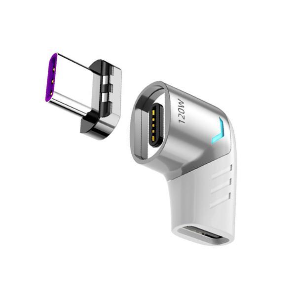 【メール便対応】Type C 変換 アダプタ L字 タイプc type-c マグネット PD対応 変換コネクタ 充電 データ転送 ホワイト