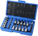 トルクスビットソケットセット 29点 E&T型トルクスソケット トルクスネジ用ビットセット 花形 星形 1/4" 3/8" 1/2" トルクスビットソケット ビット メンテナンス 整備 修理 専用ケース付き