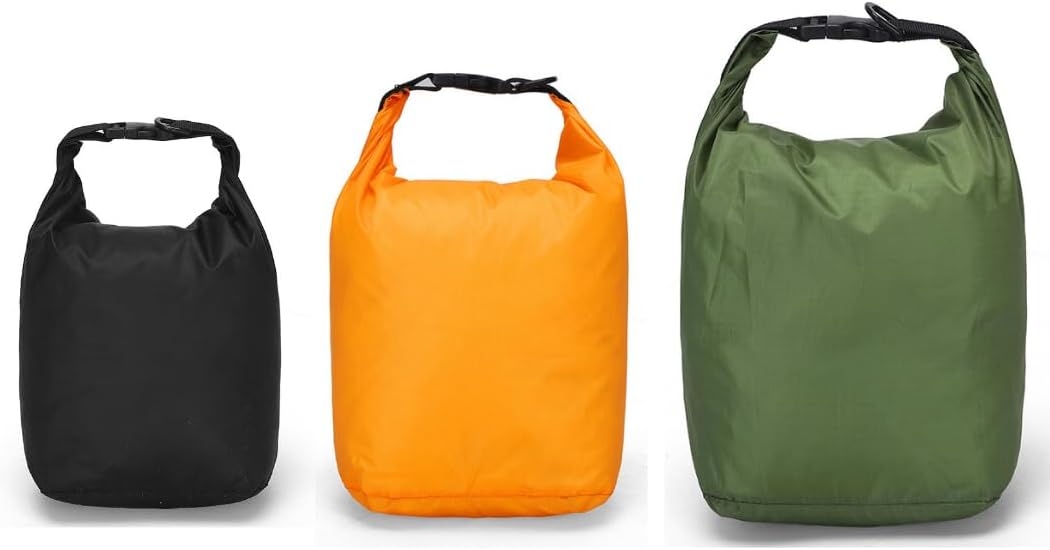 ATAK ドライバッグ【3サイズセット】防水バッグ スタッフバッグ 3L・5L・10L 軽量 (ブラック/オレンジ/カーキ, 3L/5L/10L)