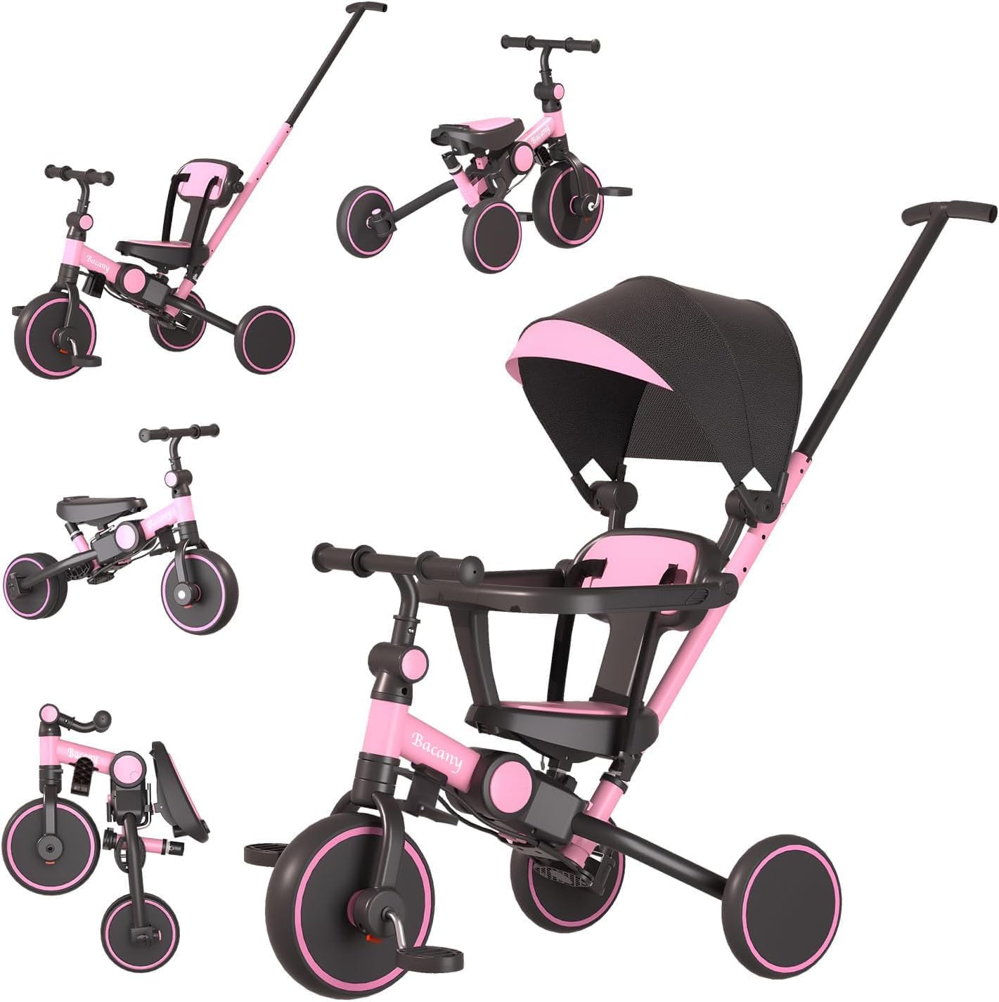 子供用三輪車 7in1 三輪車 ステップ付き 折りたたみ 手押し棒 おしゃれ 1歳-6歳 コンパクト 自転車 おもちゃ 乗用玩具 幼児用 キッズバイク プレゼン...