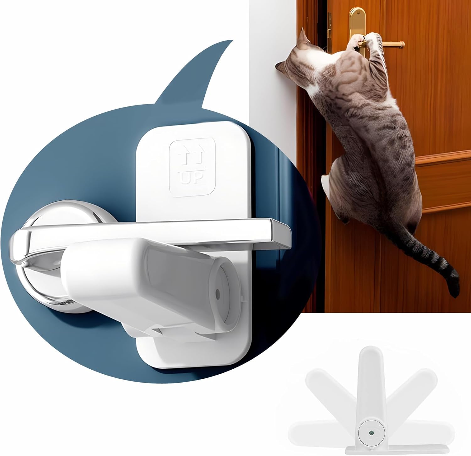 ドアノブ ロック 子供 ペット ドア開け防止 扉 ストッパー 後付け 180°回転可能 猫 脱走防止 BAMBOLA(..