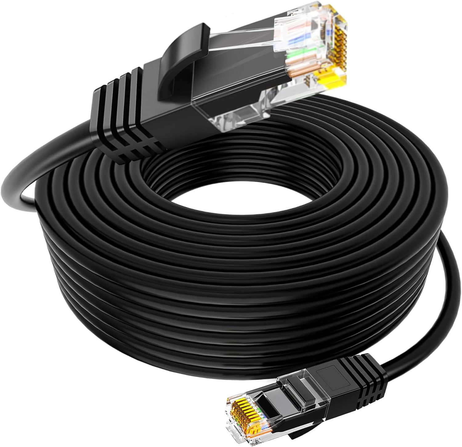 屋外用 LANケーブル 50m PoE対応 CAT6 Soohut LLDPE被覆 PoE防犯カメラ対応 ランケーブル 屋外lan配線 高耐久ポリエチレン被覆 LANケーブル 爪折れ防止 屋外用 (ブラック, 50m)