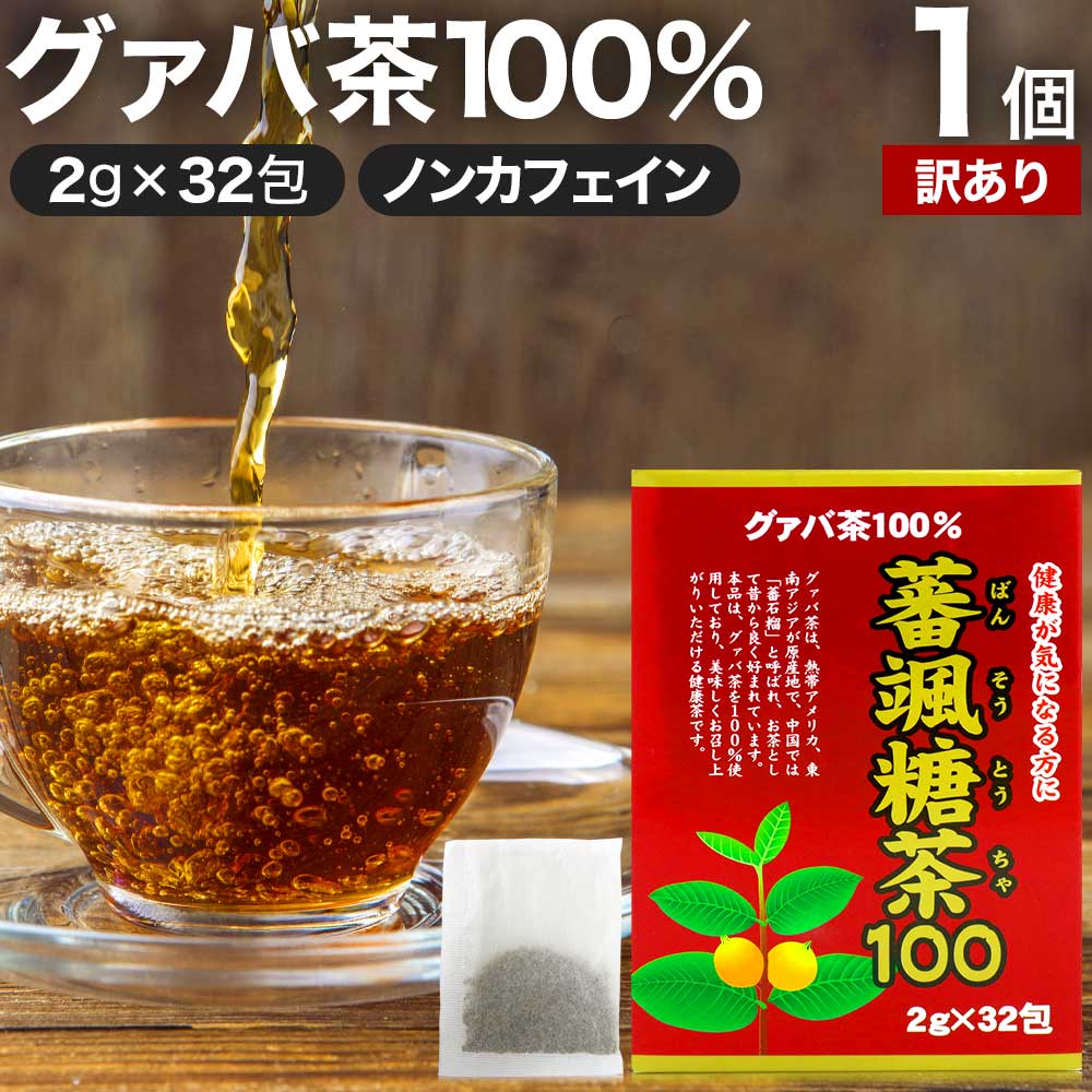 【訳あり】 蕃颯糖茶100 2g×32包 賞味期限2024年7月以降 送料無料 宅配便 グァバ グァバ茶 グアバ グアバ茶 ガバ茶 ガバちゃ 茶葉 ティーパック ティーバッグ ダイエット ダイエット食品 食べすぎ 無添加 100％ ノンカフェイン カフェインなし アウトレット