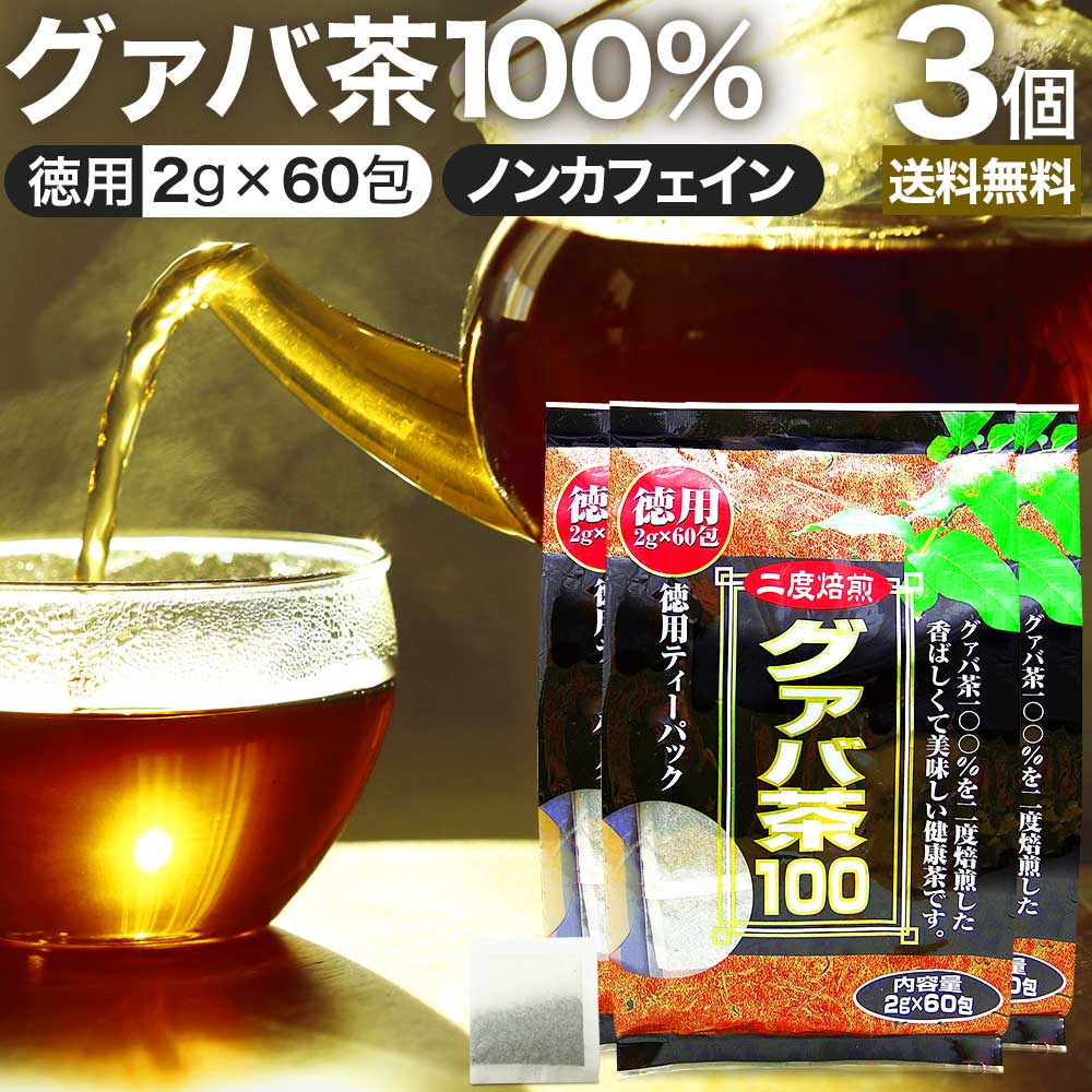 徳用グァバ茶100 2g×60包×3個セット 送料無料 宅配便 グァバ グァバ茶 グアバ グアバ茶 ガバ茶 ガバちゃ 茶葉 ティーパック ティーバッグ ダイエット ダイエット食品 無添加 100％ ノンカフェイン カフェインなし お茶 おすすめ カフェインレス デカフェ まとめ買い