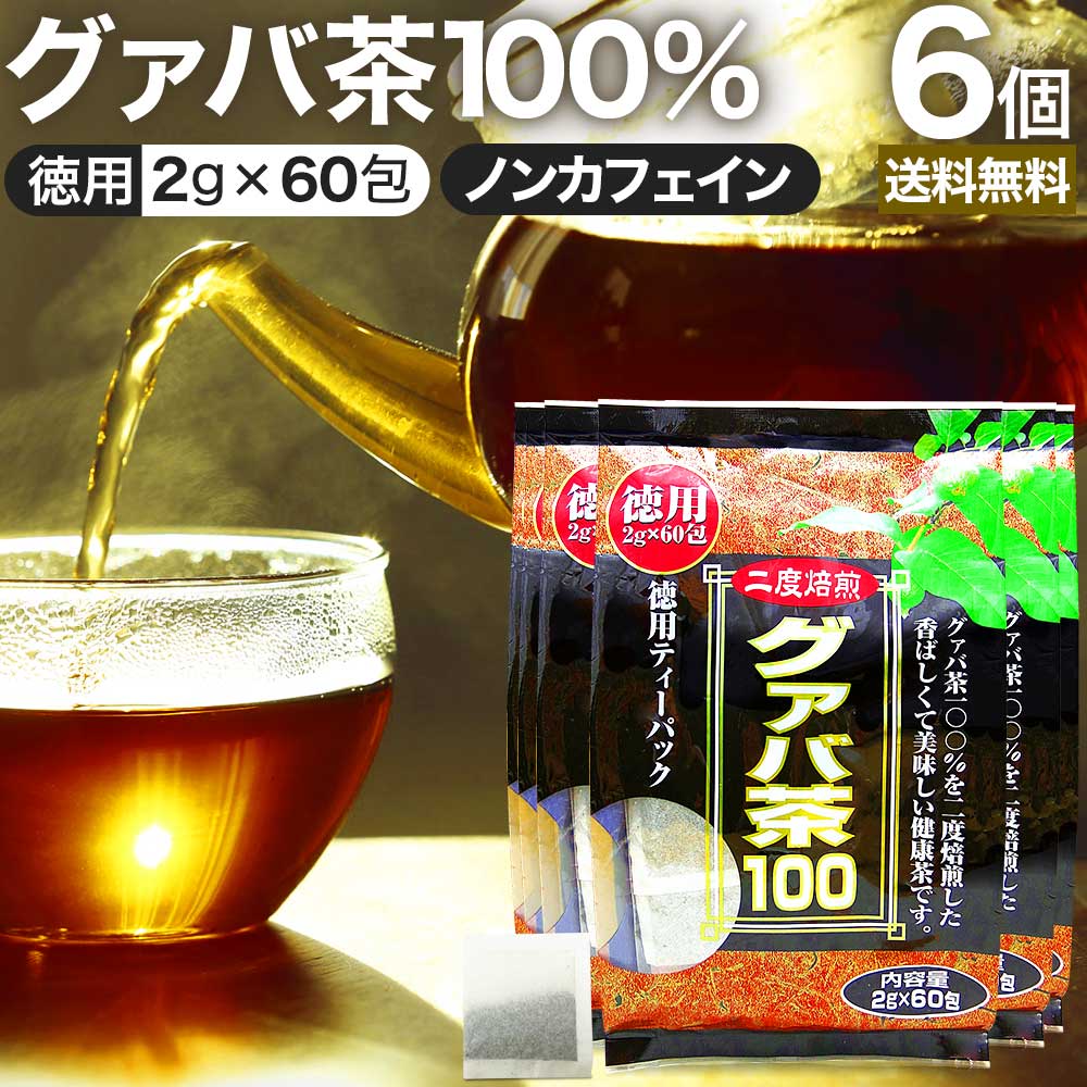 徳用グァバ茶100 2g×60包×6個セット 送料無料 宅配便 グァバ グァバ茶 グアバ グアバ茶 ガバ茶 ガバちゃ 茶葉 ティーパック ティーバッグ ダイエット ダイエット食品 無添加 100％ ノンカフェイン カフェインなし お茶 おすすめ カフェインレス デカフェ まとめ買い