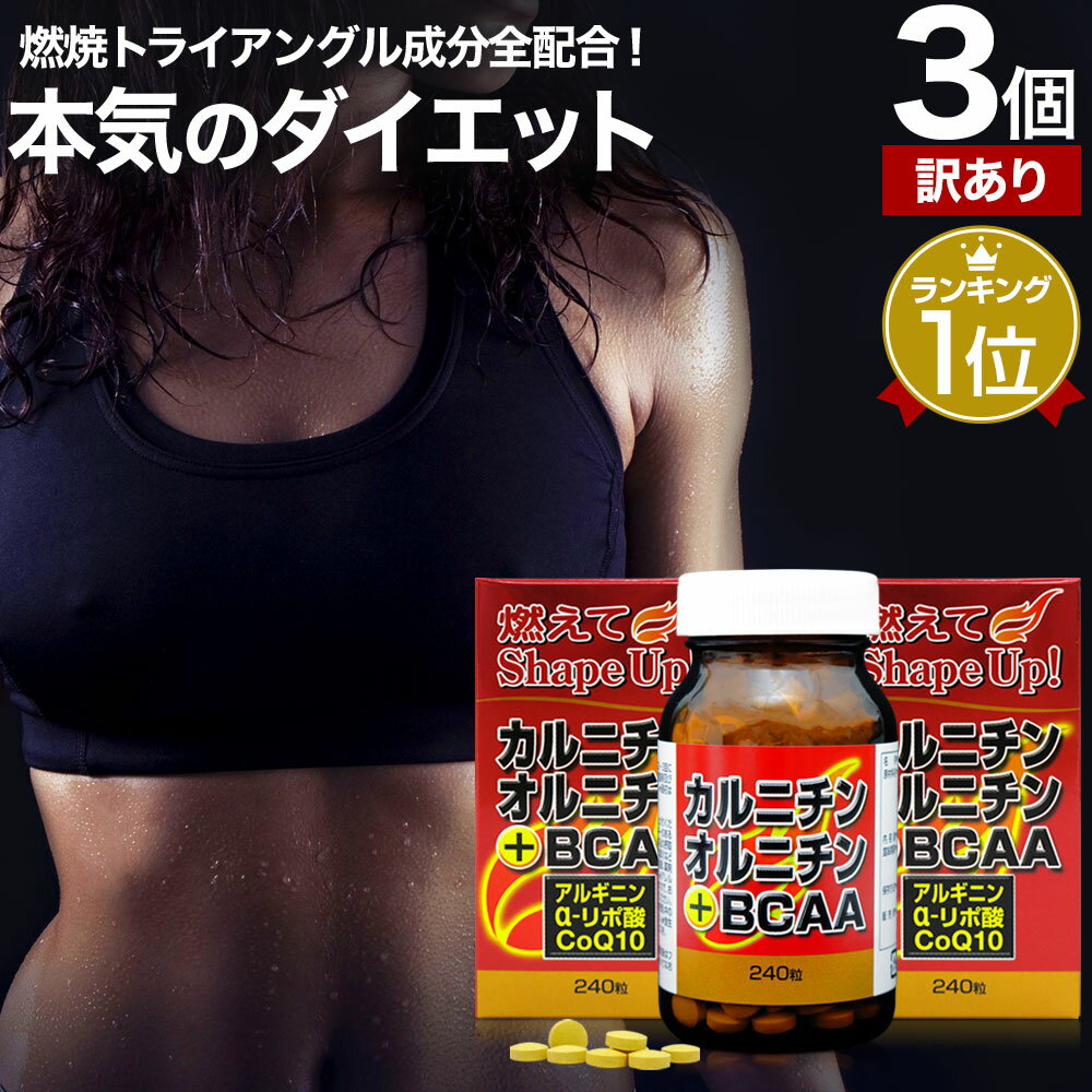 【訳あり】 カルニチン・オルニチン＋BCAA 240粒×3個セット 約90～120日分 賞味期限2025年2月のみ 送料無料 宅配便 | ダイエット サプリ サプリメント ダイエットサプリメント Lカルニチン αリポ酸 BCAA オルニチン 男性 女性 ダイエット食品 アウトレット まとめ買い