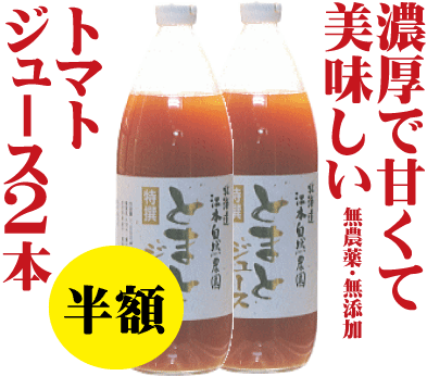 トマトジュース【半額】（北海道完熟トマト100%）1リットル×2本送料無料★食塩無添加★無農薬・無添加★ストレートタイプ★無添加トマトジュース★甘味料不使★【半額】5594円が2,797円送料無料　【注】ギフト包装不可