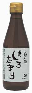 国内産原料100％　無添加　色が薄く濃厚な旨み ■白醤油は「大豆」を使用せず、「小麦」を主原料に醸造する、 色が薄く独特な風味の醤油　 ■木桶・天然水仕込にて天然醸造　一般の白醤油に比べ、 約2倍の小麦を使用　 ■素材の味と色を生かしたい料理に ○原材料：小麦（愛知産）、食塩（海の精）、米焼酎