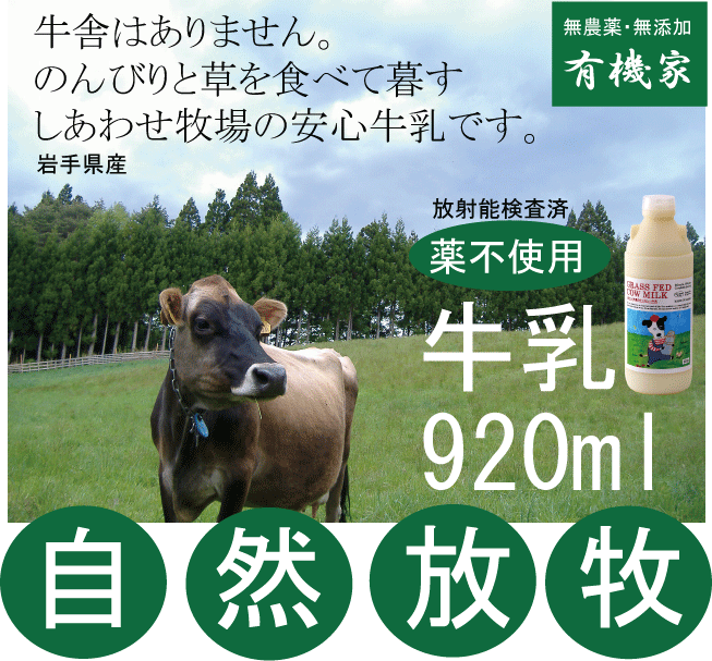 自然放牧牛乳・四季なつかしい牛乳920 ml●岩手県産★低温殺菌牛乳★牛舎の無い自然放牧★無添加無調整★セシウム不検出★アニマルウェルフェア牛乳 ★クール冷蔵便配送★ガラス瓶入り★グラスフェッドミルクのサムネイル