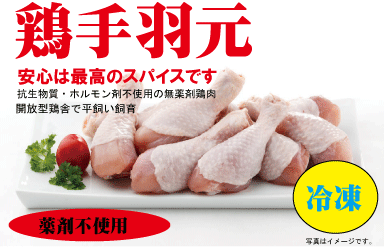 安心な鶏肉 手羽元肉 300g 冷凍 ★薬剤不使用鶏肉★平飼い飼育★米沢郷牧場★山形県産 宮城県産