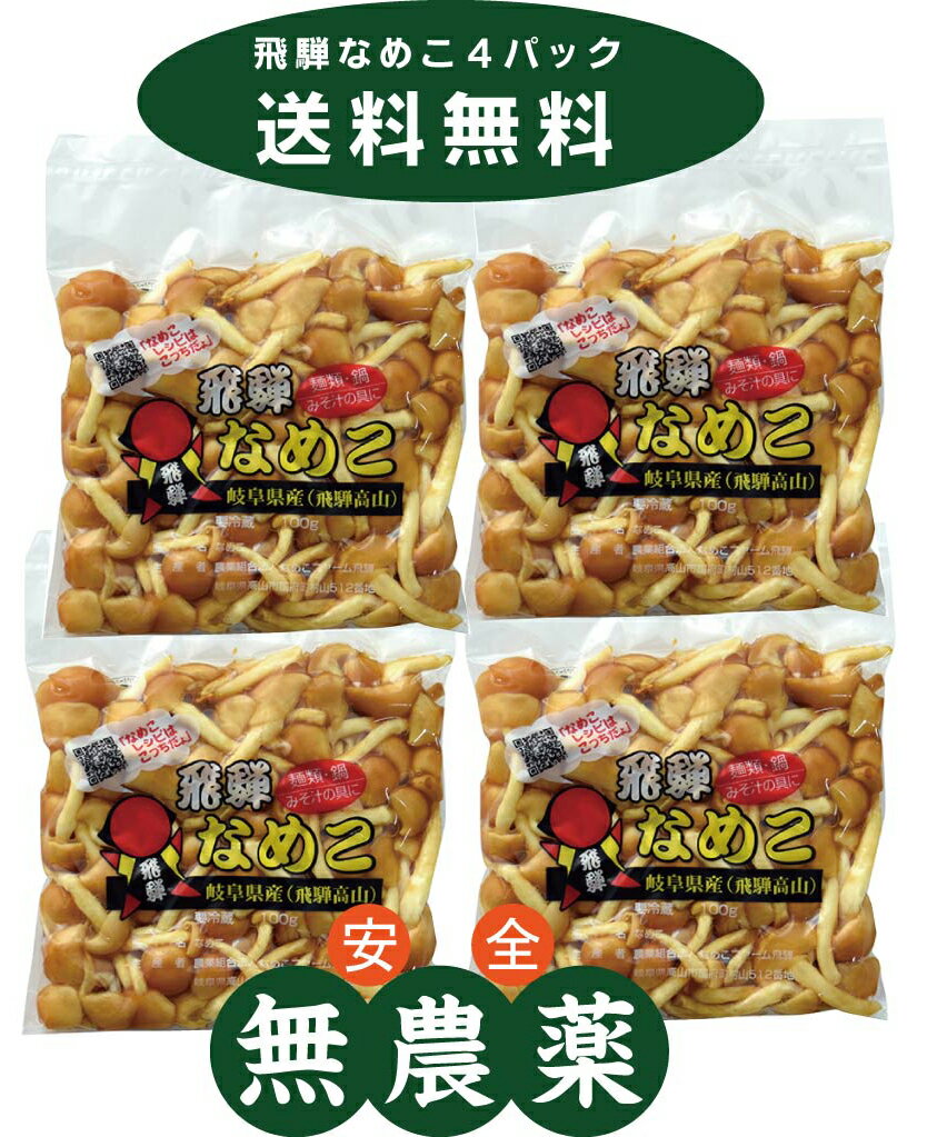 無農薬なめこ飛騨のなめこ 100g×4パック★天然物に近い食感★無農薬・無添加・消毒薬不使用★岐阜県高山市産